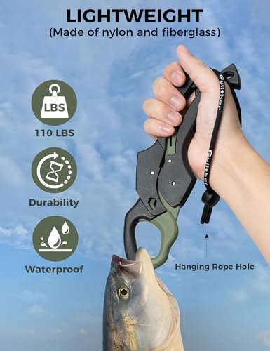 Fish Gripper 9.2",Fish Grabber Tool with Lanyard,Fish Holder for Saltwater - color: green