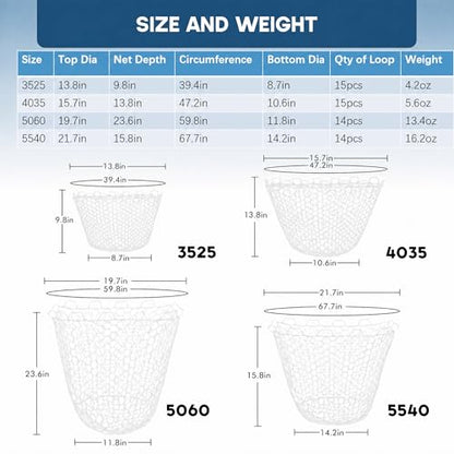 Riverruns Rubber Net Replacement with Repair Kit Fly Fishing Net Replacement Knotless Netting Bag for Rubber Fishing Net, Catch & Release - color: Transparent, size: 19.7" Dia x 23.6" Depth (59.8" Circumference)