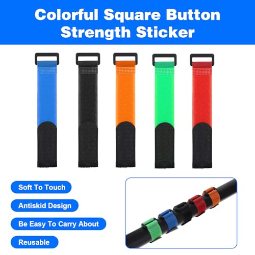 20 Pcs Fishing Rod Straps, 5 Color Hook & Loop Fish Rod Belts | Adjustable Elastic Fishing Pole Straps Tackle Belt Ties Casting Rods Fishing Rod Accessories for Casting, Fly Rods