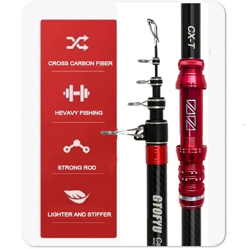 Telescopic Fishing Rod, Carbon Fiber Travel Surf Rod, Spinning Power Lure 2-9Oz, 20-50LB，Medium-Heavy Throwing Surfcasting Baitcasting Pole, Distance Throwing Fishing Rod - size: 3.6M/12Ft