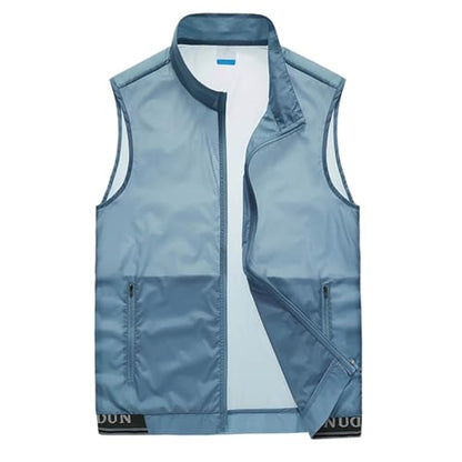 Fishing Vest - Fishing Vests for Men Zip Up Lightweight Sleeveless Utility Jackets Quick Dry Outwear Vests with Pockets - color: 01# Light Blue, size: Large