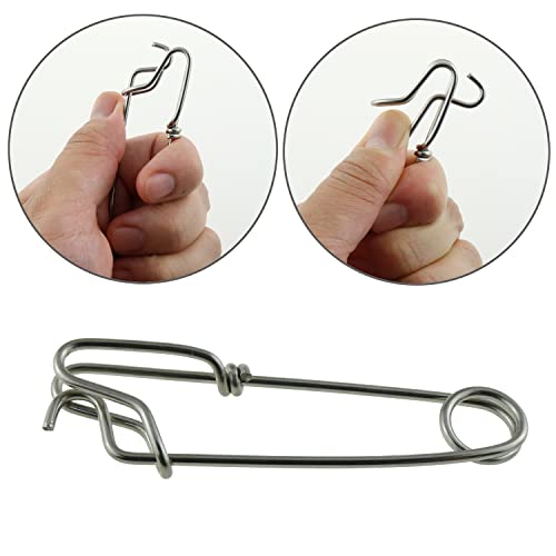 10pcs Longline Snap Clips 8x2cm Stainless Steel Tuna Clips for Floats Tuna Fishing Line Fishing, Closed Eye Pin