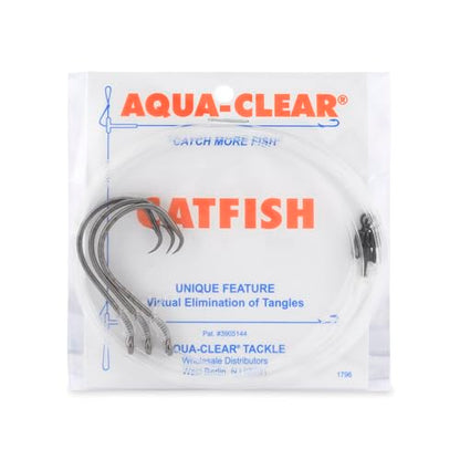 Aqua-Clear Catfish Snelled Circle Hook Leader Rig, Fishing Hooks Rig with 8/0 Ultra Thin Demon Circle Hook, AFW Swivel & 60 lb Mono Leader, 36 in, 3 Pack