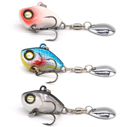 Stonefish 3PCS Spinner Baits Fishing Lure Kit, Trout Lures with Sharp Treble Hooks, Vibrating Swimming Bait for Bass Walleye Pike Freshwater Fishing - color: D-10g