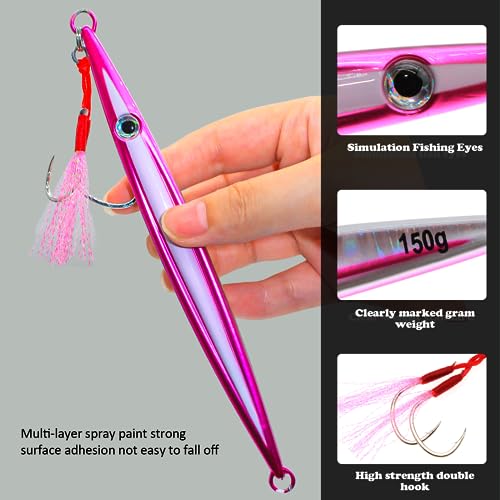 Fishing Jigs Vertical Saltwater Jigs Vertical Jigging Spoon Fishing Tuna Lures Boat Fishing Artificial Lures for Tuna, Grouper, Dogtooth, Snapper, Bass, Salmon/60g, 80g,120g - color: 1pcs-purple