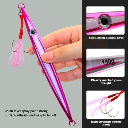 Fishing Jigs Vertical Saltwater Jigs Vertical Jigging Spoon Fishing Tuna Lures Boat Fishing Artificial Lures for Tuna, Grouper, Dogtooth, Snapper, Bass, Salmon/60g, 80g,120g - color: 1pcs-purple