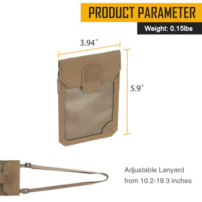 IDOGEAR Tactical ID Card Holder Visual Surface EDC Pouch with Zipper Pocket Badge Holders Credit Card Organizer Holster Neck Lanyard Hanging Hook and Loop Closure Pouches - color: Coyote Brown