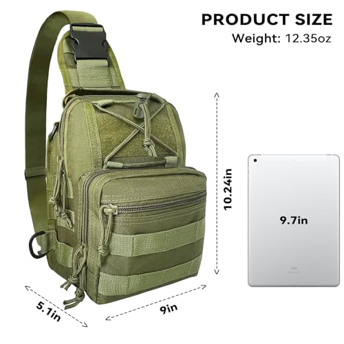 Kynzo Fishing Sling Backpack with Rod Holder, Water-Resistant Fishing Tackle Bag, Durable Shoulder Crossbody Pack for Freshwater Saltwater Fishing (B-Green) - color: B-Green