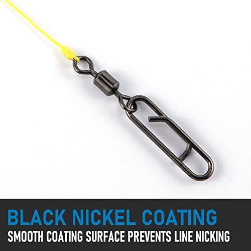 Dr.Fish Fishing Clips with Swivels, Speed Power Clips with Barrel Swivels Quick Change Lure Snap Swivels Fishing Tackle Leader Line Connector for Freshwater & Saltwater - size: #8(0.75")-42LB-50 Pack