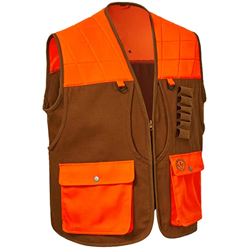 BASSDASH Upland Game Field Water-Resistant Bird Hunting Vest with Multi Pockets Men Women FV11 - color: Brown/Orange, size: 3X-Large