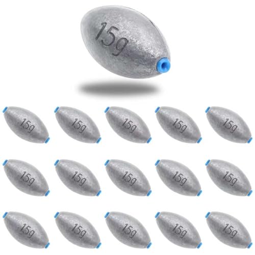 Egg Sinkers Fishing Weights, Bullet Fishing Weights | Lead Oval Shaped Fishing Weights Sinkers for Saltwater Freshwater Fishing 1/4oz to 3oz - size: 1/2oz-15 pcs