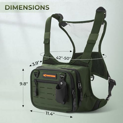 KastKing Bait Boss Water-Resistant Fishing Chest Pack With EVA Zip-Down Workstation, MOLLE Storage, Adjustable Chest Straps - color: B: Olive Green