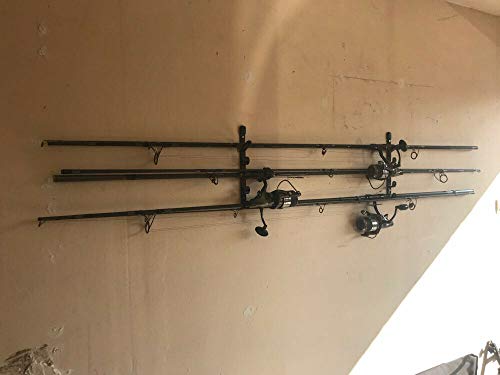 Pmsanzay Fishing Rod Wall Storage Rack, Fishing Pole Holder for Garage & Cabin & Basement, Heavy Duty - Holds up to 5 Fishing Rods