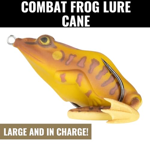 Lunkerhunt - Topwater Fishing Lures for Bass Trout Fishing | Combat Frog Lure for Big Fish | Award Winning Hollow Body Frog Fishing Bait with Weedless Hooks - color: Cane