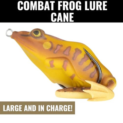 Lunkerhunt - Topwater Fishing Lures for Bass Trout Fishing | Combat Frog Lure for Big Fish | Award Winning Hollow Body Frog Fishing Bait with Weedless Hooks - color: Cane