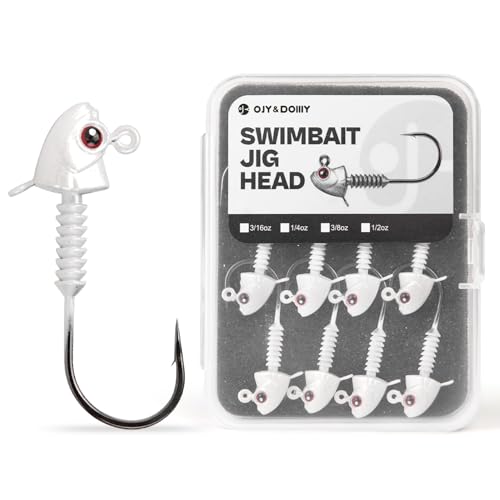 Swimbait Jig Heads with Stacked Cone Keeper, Minnow Style Eye Fishing Jighead 3/16 1/4 3/8 1/2oz (15 PCs) - color: White, size: 1/2oz - 4/0 - 15 pack