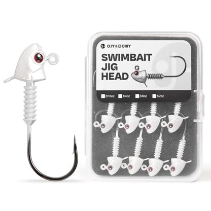 Swimbait Jig Heads with Stacked Cone Keeper, Minnow Style Eye Fishing Jighead 3/16 1/4 3/8 1/2oz (15 PCs) - color: White, size: 3/8oz - 4/0 - 15 pack