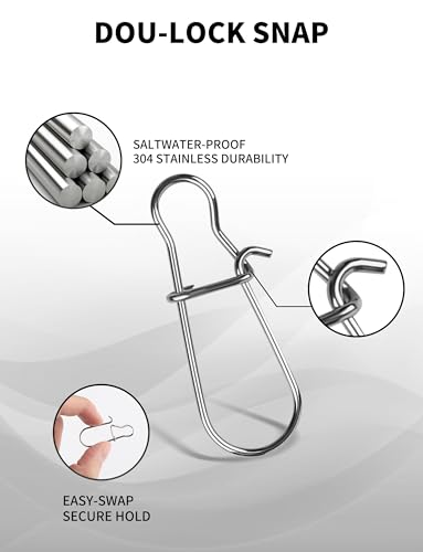Stainless Steel Duo Lock Snap,Quick Change Fishing Snap Clips,0#1#2#3# Mixed in Box - color: Mixed Size with Box/White, style: 0#1#2#3#- 300pcs