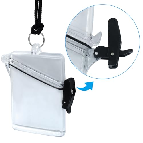 Hitefu Waterproof Badge Holder, Clear ID Card Holder, 3 Pack | With Lanyard, Durable Sports Case, Heavy Duty Locker Dry Box, For Outdoor Activities