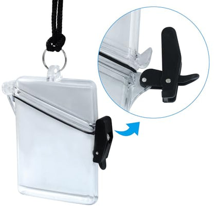 Hitefu Waterproof Badge Holder, Clear ID Card Holder, 3 Pack | With Lanyard, Durable Sports Case, Heavy Duty Locker Dry Box, For Outdoor Activities
