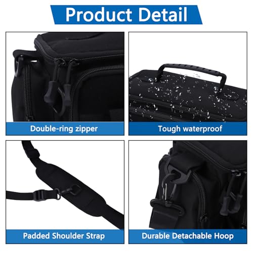 Fishing Tackle Bags with Tackle Box &Tool Set,Gifts for Men (Black) | Waterproof,Fish Bag with 136 Pcs Fishing Lures Kit,Fish Hook Remover Tool,Fish Lip Gripper,Fishing Plier - color: Black