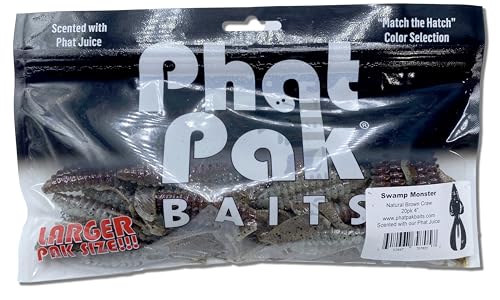 Phat Pak Baits - Swamp Monster Rage Bug Style Plastic Beaver Creature Bait Punching Bass Fishing Lure 20ct 4" - color: Black n Red Flake