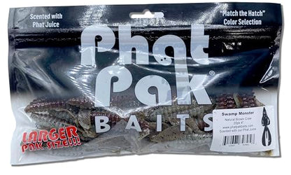 Phat Pak Baits - Swamp Monster Rage Bug Style Plastic Beaver Creature Bait Punching Bass Fishing Lure 20ct 4" - color: Black n Red Flake