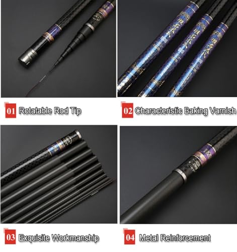 26Ft 29Ft 32Ft 35Ft 37Ft 40Ft Telescopic Fishing Rod Ultralight Travel Fishing Rod,Portable Collapsible Bass Crappie Rod,1 Piece Carbon Fiber Inshore Stream Trout Pole Free Tip - size: 13M/40Ft