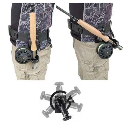 Fly Fishing Rod Holder,3rd Hand Belt Clip Rod Holder,Fly Fishing Wader Belt,Fishing Belt, for Fly Fishing and Spinning Rods