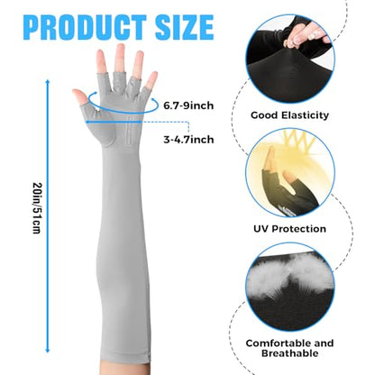 UV Protection Gloves - Non Slip Sunblock Gloves for Summer Outdoor Fishing & Driving - color: Gray Blue