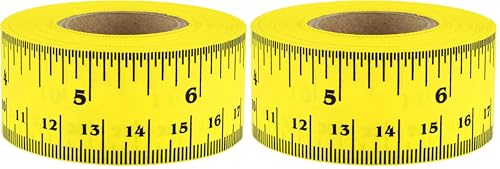 ChromaLabel 1 Inch Adhesive Measuring Tape, Removable Adhesive Measuring Tape, Perfect for Home or Office Use - 12 Inch, Yellow (Pack of 2) - color: Yellow, size: 1" Wide (Pack of 2)