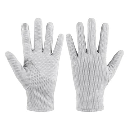 Men Summer Driving Gloves Breathable UV Sun Gloves Light Weight Cotton Gloves - color: Grey