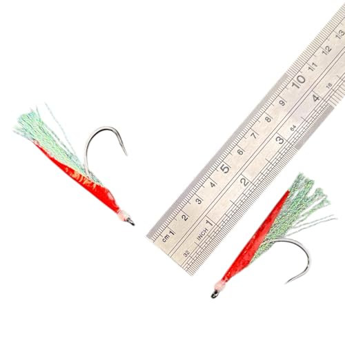 Fish Skin Teaser - Hand-Tied Japanese Maruseigo #28 Assist Hook for Haddock, Shad, Striped Bass, Bluefish & Fluke - Soft Plastic/Metal Jig Assist Hook