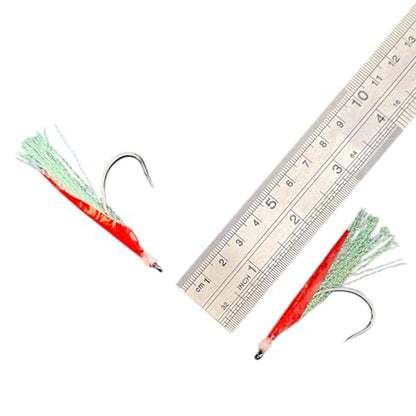 Fish Skin Teaser - Hand-Tied Japanese Maruseigo #28 Assist Hook for Haddock, Shad, Striped Bass, Bluefish & Fluke - Soft Plastic/Metal Jig Assist Hook