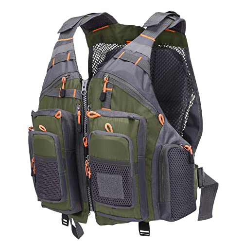 Lixada Fly Fishing Vest Fishing Jacket Breathable Polyester Mesh Design Fishing Vest - color: Green