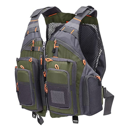 Lixada Fly Fishing Vest Fishing Jacket Breathable Polyester Mesh Design Fishing Vest - color: Green