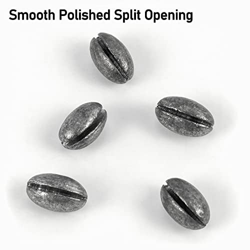 Dr.Fish 100 Pack Oval Split Shot Sinkers, Lead Fishing Weight Clip On Fishing Line Tackle Fly Fishing Freshwater Crappie Trout - size: 3/50oz