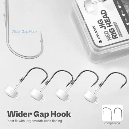 Ned Rig Jig Heads, 20 Pack Finesse Mushroom Jig Hooks Kit for Bass Fishing 1/16 3/32 1/8 3/16oz - style: White - 1/8oz, 20 Packs