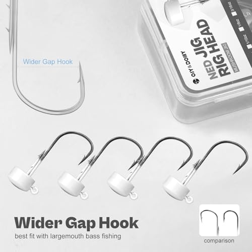 Ned Rig Jig Heads, 20 Pack Finesse Mushroom Jig Hooks Kit for Bass Fishing 1/16 3/32 1/8 3/16oz - style: White - 1/4oz, 20 Packs