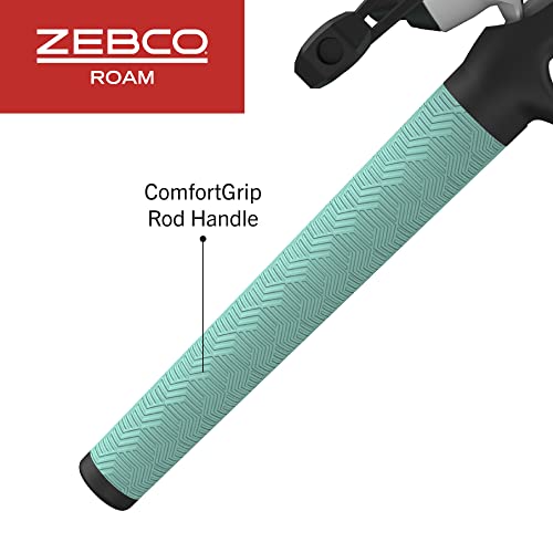 Zebco Roam Telescopic Fishing Rod and Spinning or Spincast Fishing Reel Combo, Durable 6-Foot Fiberglass Rod with ComfortGrip Handle, Pre-spooled with Zebco Cajun Fishing Line - style: Spincast Reel - Seafoam