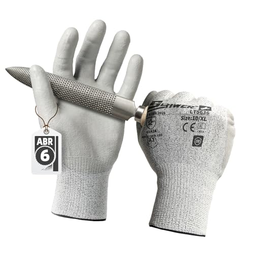 Schwer Safety Work Gloves with Certified Level 6 Abrasion Resistance, ANSI A2 Cut Resistant Fishing & Gardening Gloves with Grip, General Working Gloves for Construction, Mechanic, LT5636, XL - size: X-Large, style: 1 Pair