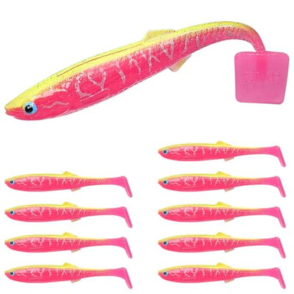 TRUSCEND Shadtale Easy Catch Soft Fishing Lures, Unique Vibration and Action for Various Rigs, Paddle Tail Swimbaits Trailer for Bass, Trout, Crappie, Walleye, Redfish, Saltwater & Freshwater Fishing - color: I4-3.35",0.2oz,10pcs