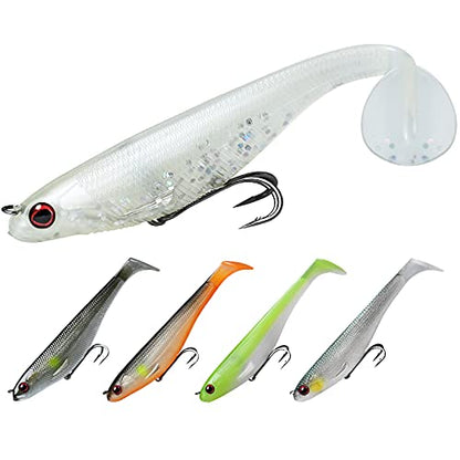 TRUSCEND Shadtale Easy Catch Soft Fishing Lures, Unique Vibration and Action for Various Rigs, Paddle Tail Swimbaits Trailer for Bass, Trout, Crappie, Walleye, Redfish, Saltwater & Freshwater Fishing - color: A1-5",3/4oz