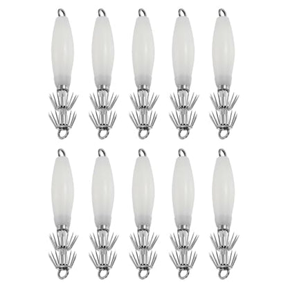 Luminous Squid Jig Hooks, Squid Jigs Saltwater Glow in Dark Dual-Layer Hooks - Fit for Cuttlefish Sleeve Night Fishing - color: Luminous White