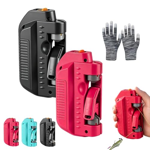 IBHOO Automatic Fishing Knot Tying Tool, 2026 Upgraded Easy Cast Knot Tying Tool, Portable Electric GT for PE Line and Leader Knots, for Saltwater Fishing Anglers - color: Black+Red