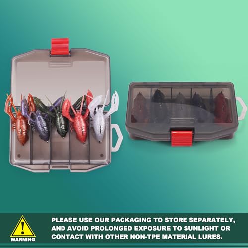 FONMANG 5-Pieces Crawfish Bass Lures, Soft Plastic Bait with Durable TPE, Lifelike Shrimp Crayfish Swim Bait for Freshwater and Saltwater, Weedless Fishing Lures 3" 5/8oz - color: 5-Color
