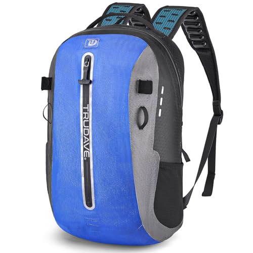 Trudave Waterproof Backpack, Waterproof Submersible Backpack, Floating TPU Coated Dry Bag with Airtight Zipper for Kayak, Fishing, Boating, Hiking (30L) - color: Blue, size: 30L