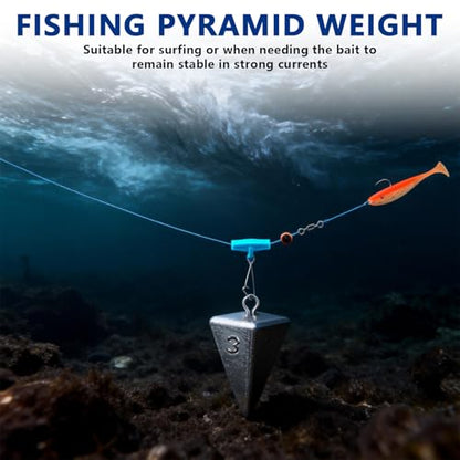 Pyramid Sinkers Fishing Weights Sinkers, Saltwater Fishing Weights Assortment Pyramid Weights for Surf Fishing - size: mixed-10pcs(1oz4pcs+2oz3pcs+3oz3pcs)