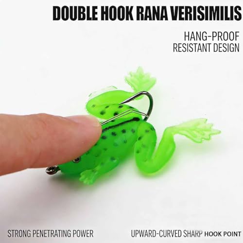 5pcs Soft Frog Lure with Single Hook, 4g/5g Lifelike Topwater Frog Bait, Artificial Fishing Lure for Bass & Snakehead Fishing - color: Large size