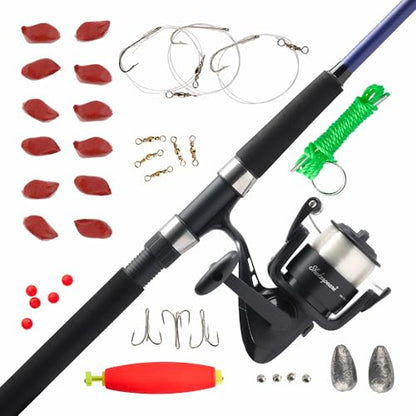 Shakespeare Catch More Fish Spinning Reel and Fishing Rod Combo with Kit - color: Catfish, style: 2024 Model